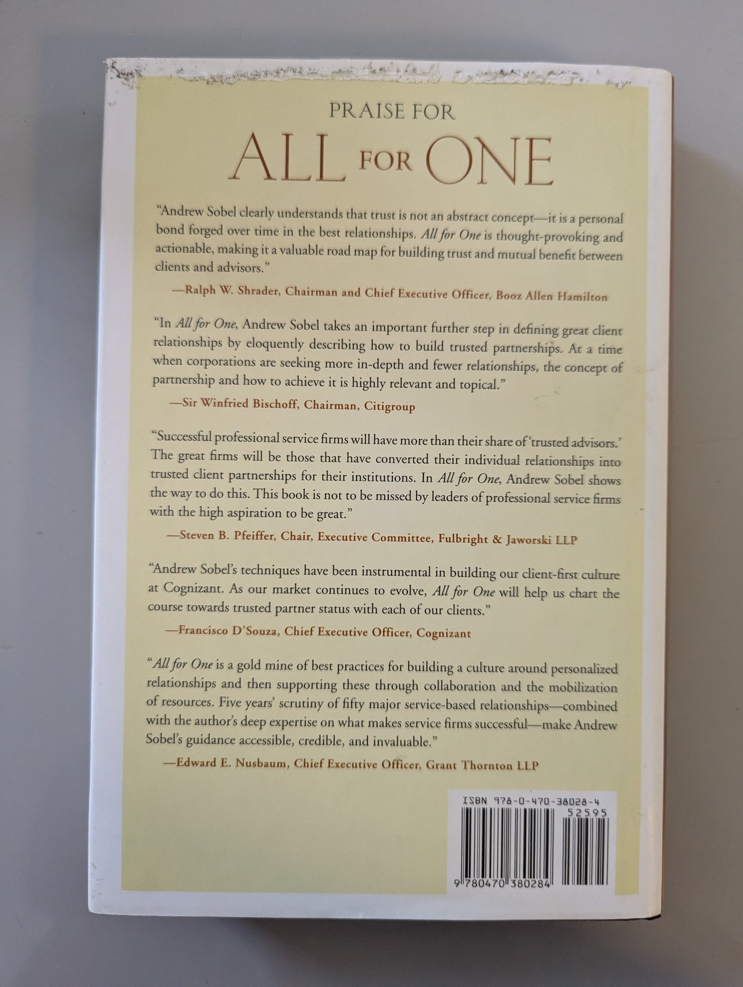 All For One: 10 Strategies for Building Trusted Client Partnerships (Hardback) by Andrew Sobel